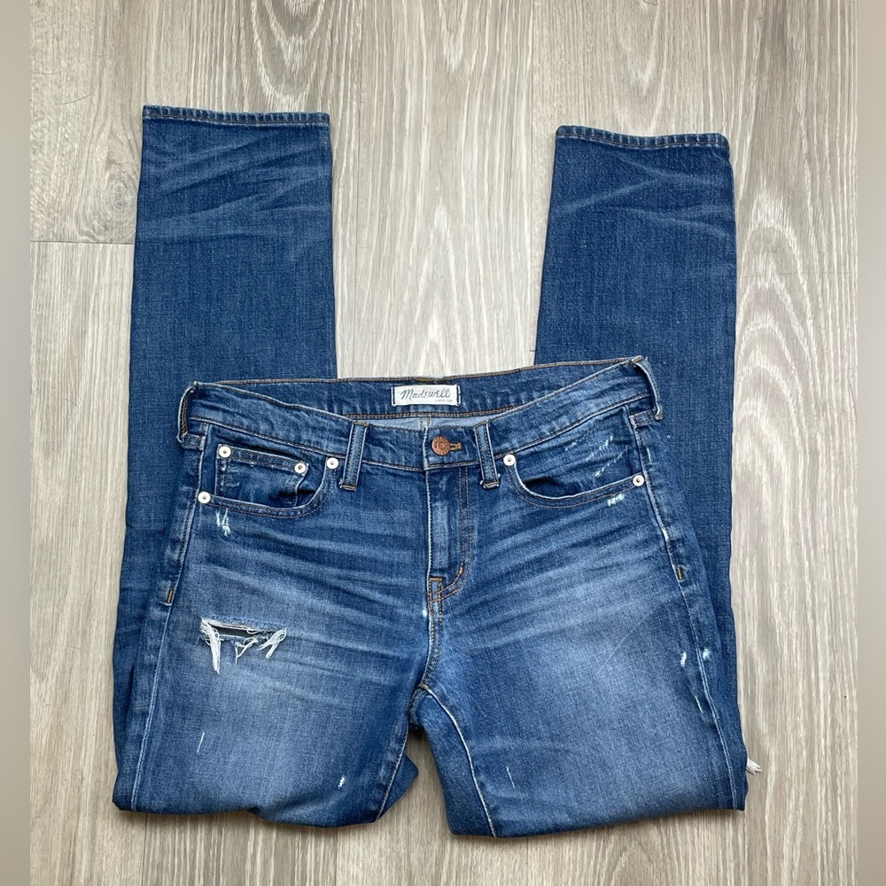 Madewell Slim Boyjean ripped distressed blue denim jeans size 26